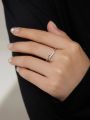 1pc Fashionable And Personalized 925 Sterling Silver Cubic Zirconia Ring, Ideal For Women's Date Gift