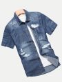 Teen Boy Distressed Washed Denim Shirt