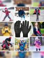 ATARNI Kids Thickened Fleece Winter Sports Gloves Touch Screen Warm Gloves Children Full Palm Non-slip Camouflage Printing Running Cycling Gloves for Boys and Girls Aged 6-12