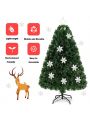 Gymax 4' Pre-Lit Multi-Color Lights Fiber Optic Artificial Christmas Tree with Snowflakes