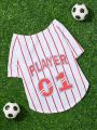 PETSIN Pet Baseball Sports Jersey Shirt With Stripe, Number & Animal Pattern, Suitable For Cat/Dog