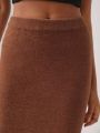 GABRIELLE NTI Solid Split Hem Sweater Skirt