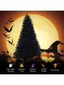 Gymax 7.5FT Artificial Halloween Christmas Tree Hinged Pine Tree Holiday Decoration Black