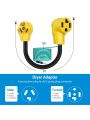 DEWENWILS Dryer Plug Adapter 4 Prong to 3 Prong, NEMA 10-30P Plug to 14-30R Receptacle, 4P Newer Dryer to 3P Older House,10AWG STW Dryer Connector Cord, 30 Amp/250V/7500W, 1.5 FT, UL Listed