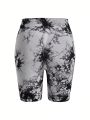 Yoga Basic Plus Size Tie-Dye Sports Shorts
