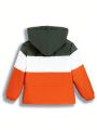 Young Boy Color Block Hooded Puffer Coat