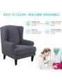 Wingback Armchair Cover Stretch Slipcover Elastic Wing Chair Cvoer Protector 2 Pieces