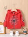 Baby Girl Spider Web Print Zip Up Hooded Jacket