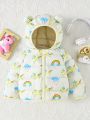 Baby Girl Rainbow & Unicorn Print 3D Ear Design Hooded Puffer Coat