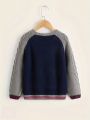 Baby Boy Contrast Raglan Sleeve Sweater