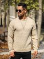 Manfinity Homme Men's Solid Color Twisted Flower Knitted Sweater