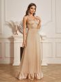 SHEIN Belle Adult Bridesmaid Dress With Ruffle Hem And Spaghetti Straps