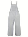 Plus Size Women's Dungarees Jumpsuit With Double Pockets
