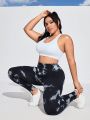 Yoga Basic Plus Size Women's Tie-Dye Seamless Push-Up Yoga Pants