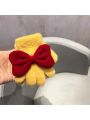 Winter Warm Baby Gloves With Fingers, For Toddler Girls With Cute Bowknot, Windproof And Thermal