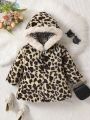 Baby Girl Leopard Print Hooded Fleece Winter Coat
