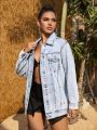 SHEIN SXY Ladies' Simple Casual Denim Jacket