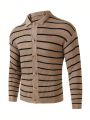 Manfinity Homme Men'S Casual Cardigan With Stripe Pattern And Collar