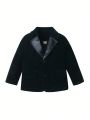 SHEIN Boys' Single Breasted Blazer With Lapel Lapel And Suit Pants And Bow Tie Holiday Party Set