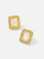 MOTF PREMIUM 18K GOLD PLATED GEOMETRIC RECTANGLE DESIGN & MINIMALIST STYLE STUD EARRINGS