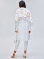 Growing Lapel Collar Lace Up Sleeve Belted Trench Coat