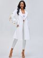 Growing Lapel Collar Lace Up Sleeve Belted Trench Coat