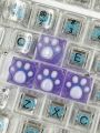 4pcs Cute Purple Anti-scratch Transparent Abs Cat's Paw Keycaps For Mechanical Keyboard Decoration