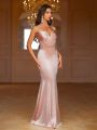 SHEIN Belle Bustier Pleated Mermaid Hem Evening Party Prom Dress