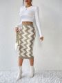 SHEIN Essnce Chevron Pattern Knit Skirt