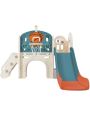 Merax Kids Slide Playset Structure, Freestanding Castle Climbing Crawling Playhouse with Slide, Arch Tunnel, Ring Toss, and Basketball Hoop, Toy Storage Organizer for Toddlers, Kids Climbers Playground