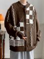 Manfinity Men'S Plaid Pattern Long Sleeve Cardigan