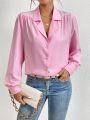 SHEIN Privé Women's Elegant Loose Fit Shirt With Suit Collar