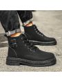 Men's Outdoor Comfortable Motorcycle Shoes Round Toe Lace-up Casual Work Boots