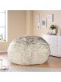 OSQI Schley Modern Glam 5 Foot Short Bean Bag, White and Gray