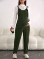 SHEIN Maternity Solid Overall Jumpsuit Without Tee