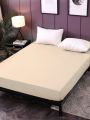 1pc Brushed Composite Waterproof Solid Color Fitted Sheet With Waterproof And Leakproof Inner Fabric For Single Size Bed