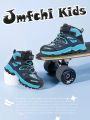 JMFCHI Kids Snow Boots Boys Hiking boots for Kids Waterproof Winter Snow Boots for Girls Warm Fur Lined Slip Resistant Outdoor Black Blue