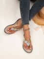 Metallic Flower Decor Flip Flops