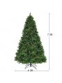 Gymax 7.5' Artificial Pre-Lit Christmas Tree Hinged LED Lights Pine Cones Metal Stand