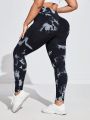 Yoga Basic Plus Size Women's Tie-Dye Seamless Push-Up Yoga Pants