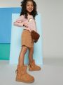 Girls Bow Decor Fuzzy Trim Boots