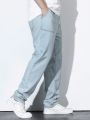 Extended Sizes Men's Plus Size Denim Pants With Slanted Pockets
