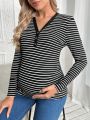 SHEIN Maternity Striped Long Sleeve T-shirt