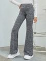SHEIN Kids EVRYDAY Girls' Knit Solid Color Flared Pants, Comfortable Leisure Trousers