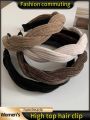 1pc Multicolor Women's Chenille Crisscross Braided Hairband With Teeth, Korean Style Autumn/winter Headband, High Crown Hair Accessory, Perfect For Dating, Party, Daily Life, Home And Work Wear