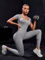 Yoga Basic Women'S Seamless Mock Neck Sports Jumpsuit