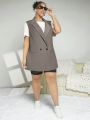 SHEIN CURVE+ Plus Size Women's Double Breasted Suit Vest