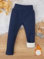Girls' Plush Elastic Slim Fit High Waisted Comfortable Warm Thermal Leggings