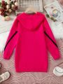 Girls' Hooded Sweater Dress With Letter Print, For Tween