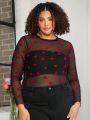 SHEIN CURVE+ Plus Size Women's Love Mesh Top